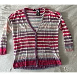 NWT BUTTON FRONT CARDIGAN - MULTI STRIPE - L